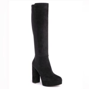 STUART WEITZMAN Party Platform Suede Boot In Black